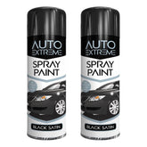 2X Auto Extreme Black Satin Spray Paint 250ml Spray Paint